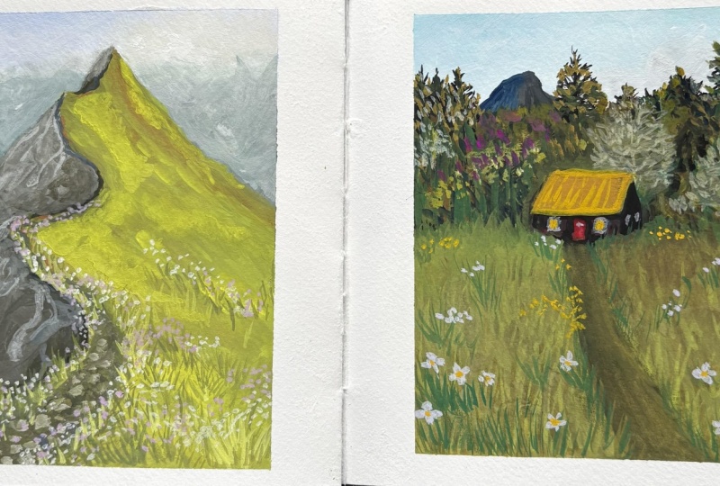 Two gouache landscapes