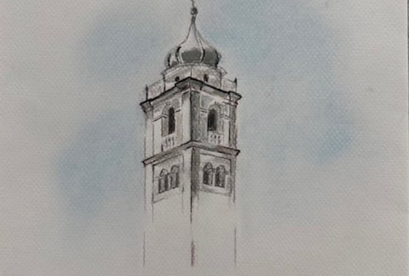 urban sketching with soft pastel