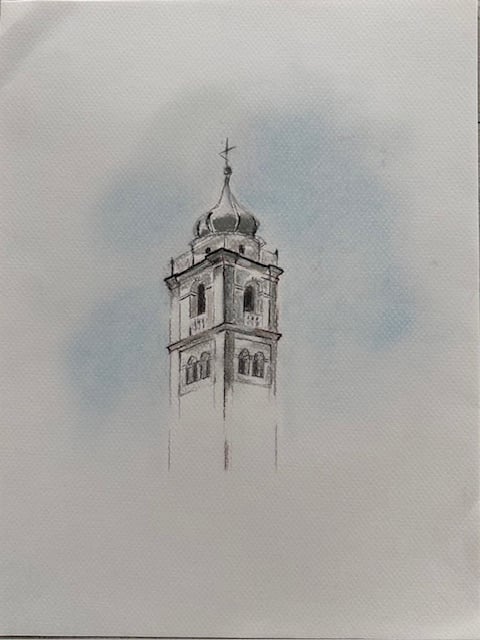 urban sketching with soft pastel - student project
