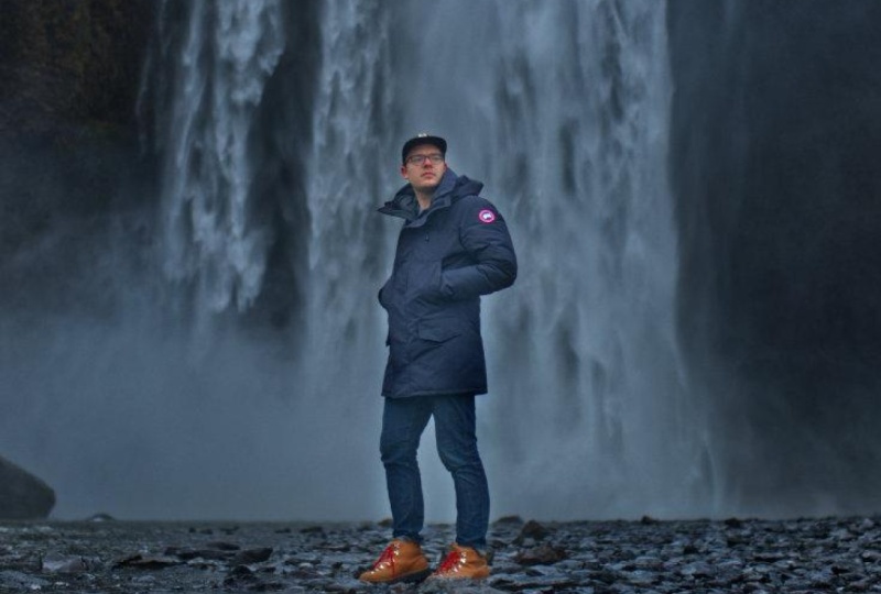 Waterfall portrait