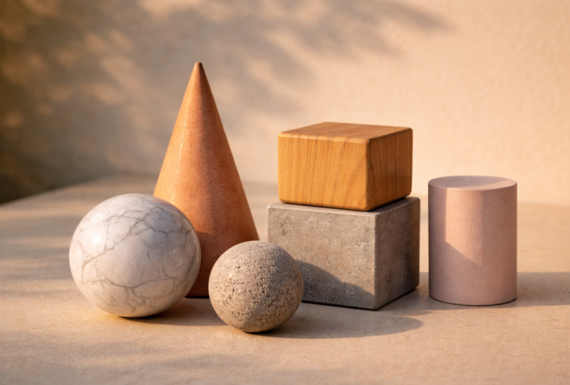 Geometric shapes in soft sunlight