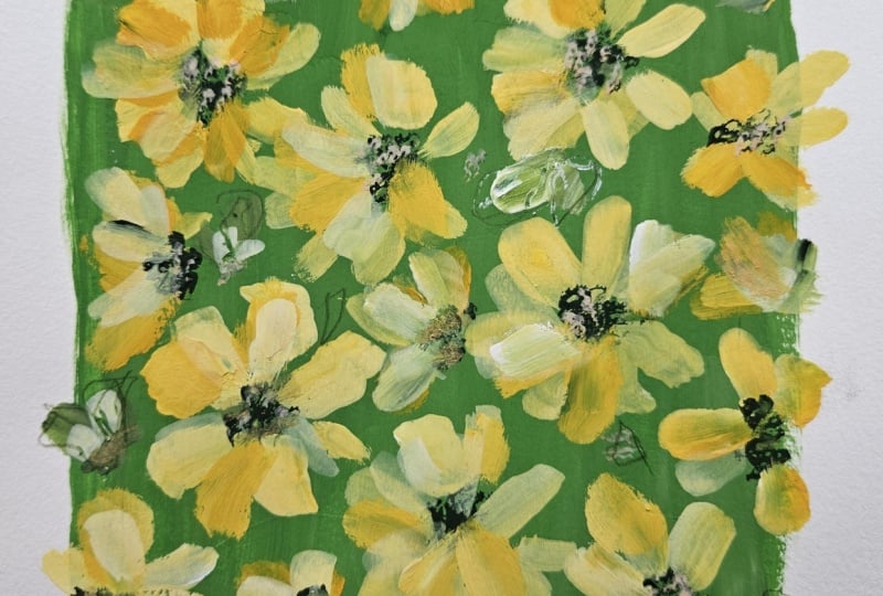 Yellow flowers in gouache