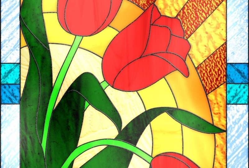 Digital stained glass tulp
