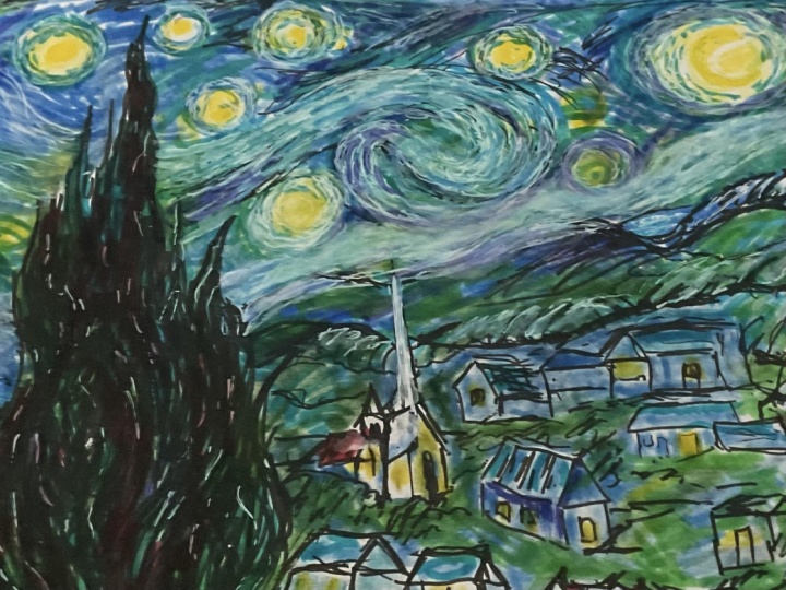 Let’s Draw Van Gogh’s STARRY NIGHT PAINTING with Markers! Fun class, picked up some tips.