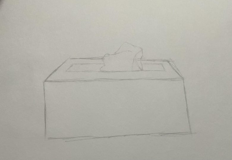 Contour drawing of a tissue box