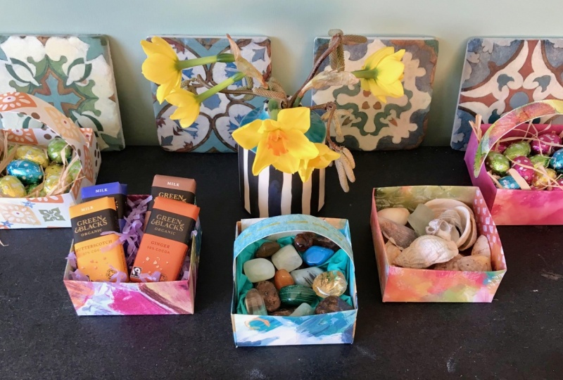 Paper boxes and baskets, for filling with little treasures