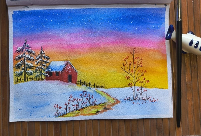 Luminous Sky & Winter Landscape