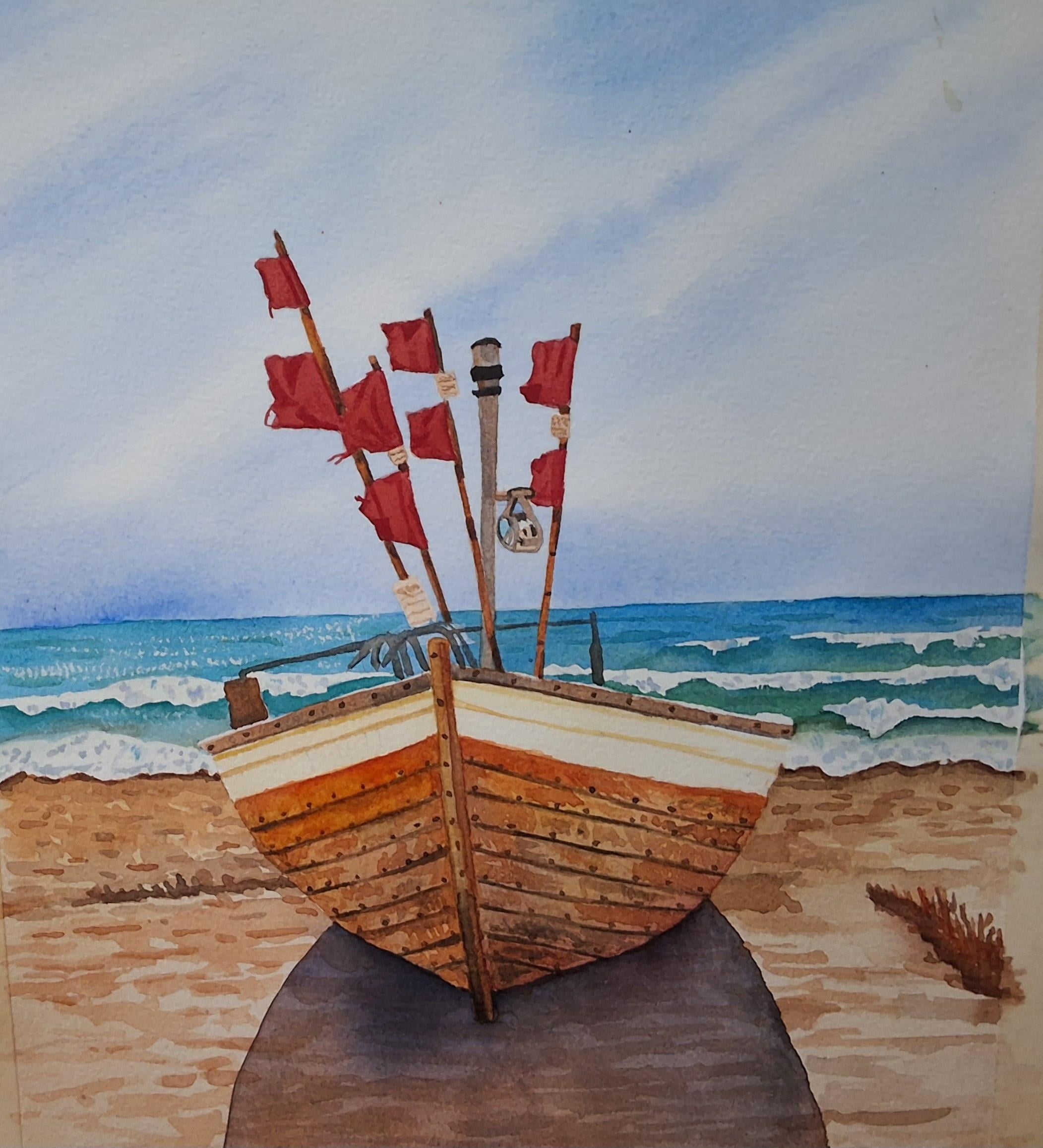 Watercolor seascape - student project
