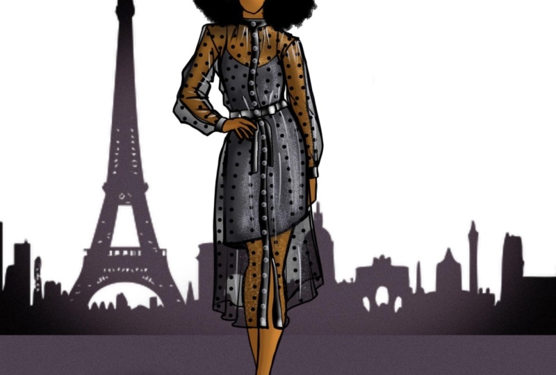 Sheer Sparkly Dress Fashion Illustration