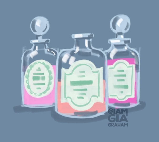 Sketching Vintage Bottles