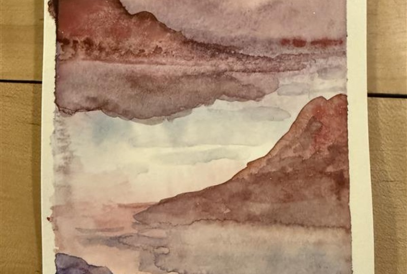 Landscape Watercolor - using two pigments