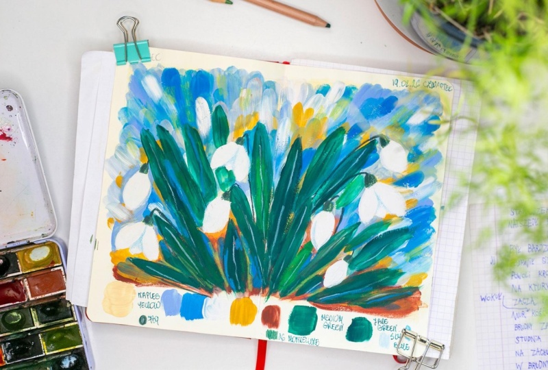 Gouache Snowdrops