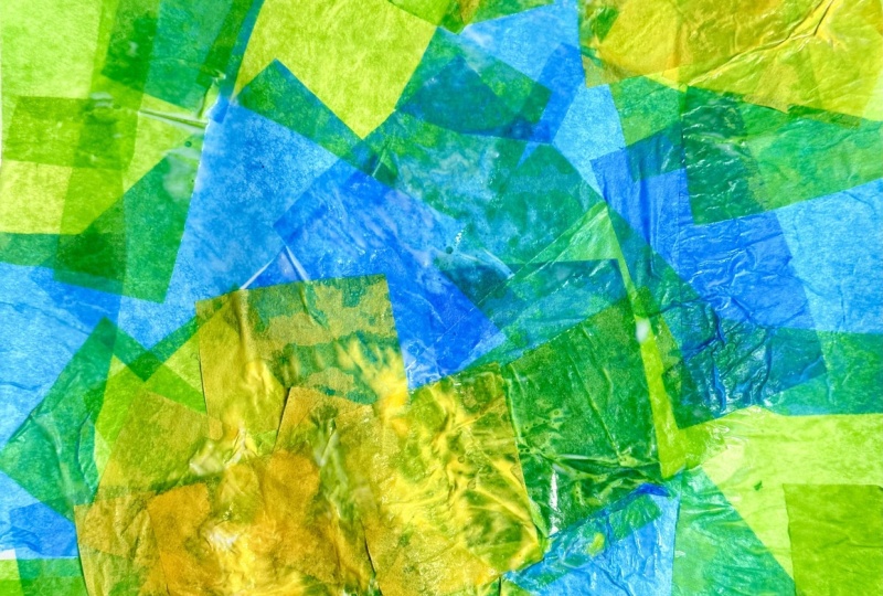 Abstract Collage- watercolor and tissue paper