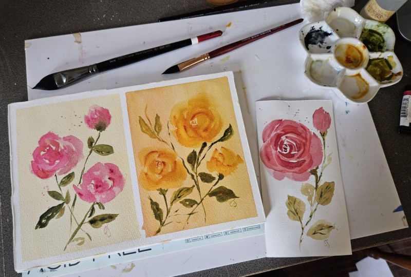Loose watercolor roses