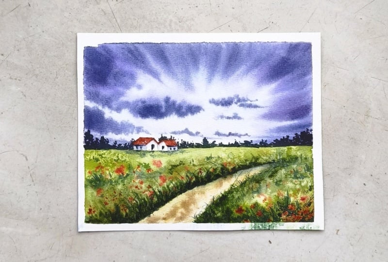 Stormy watercolor Landscapes