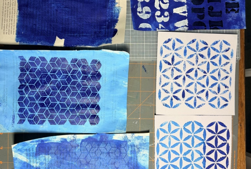 Blue collage papers