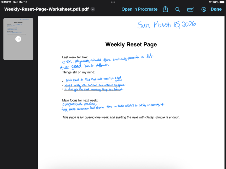 Weekly reset