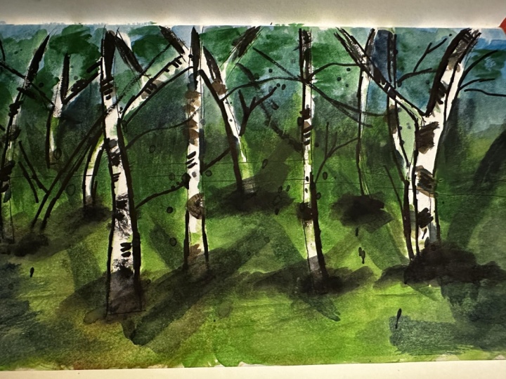 Watercoloring Birch Landscapes