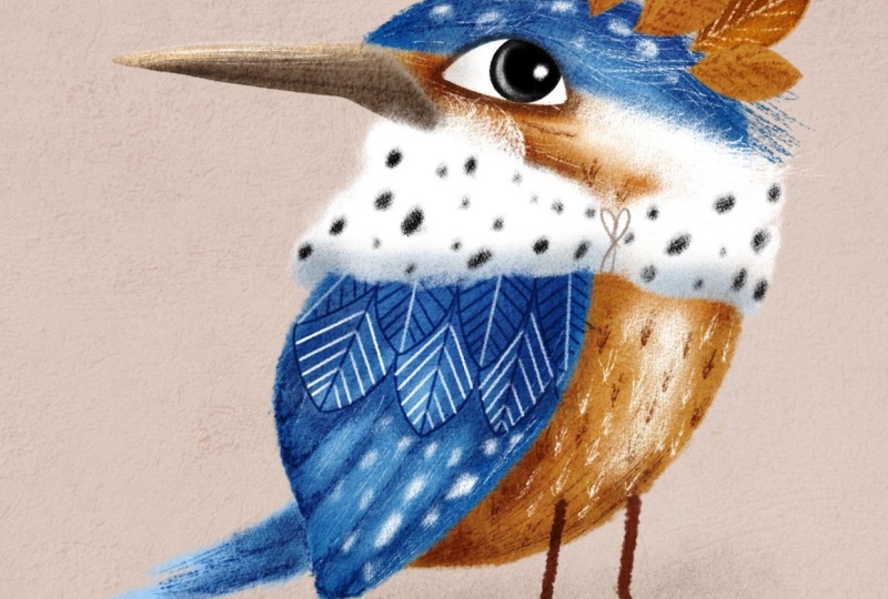 Stylised kingfisher.