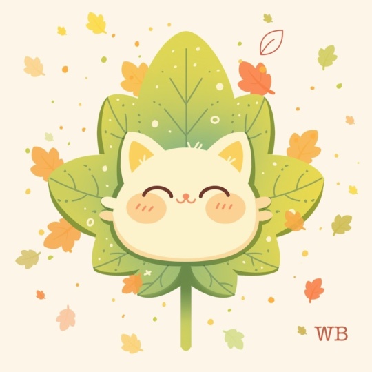 Cute cat leaf in procreate