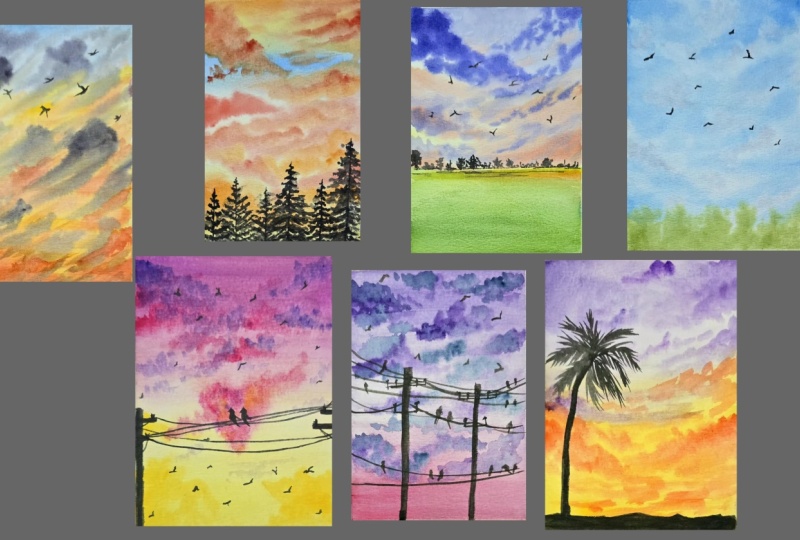 Watercolour clouds