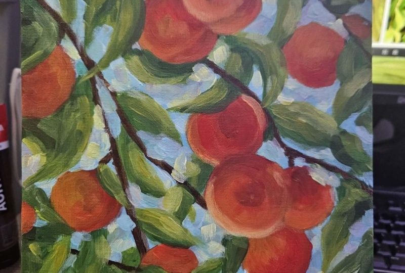 Peaches and leaves