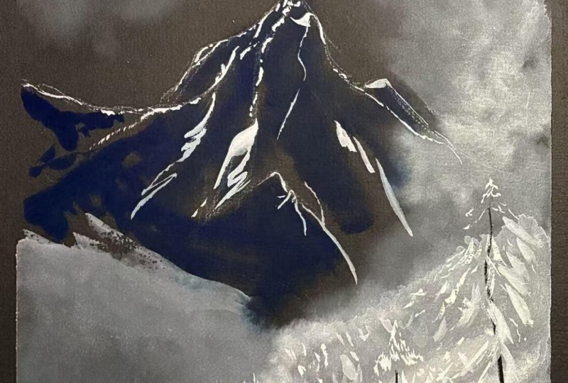 White Gouache on Black Paper
