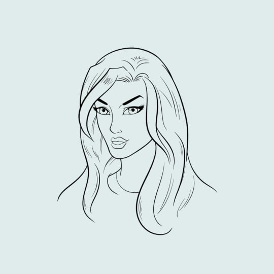 Angled female character head