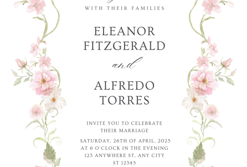 Floral Frame For Wedding Invitation