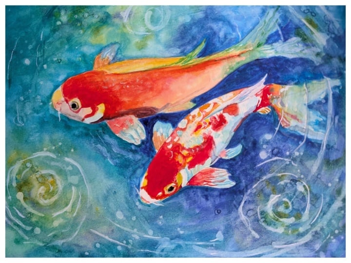My first Koi fish in watercolor