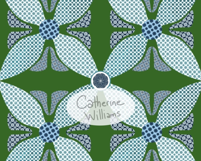 Patchwork using my created block print brushes
