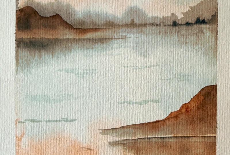 Watercolor Mountain Landscape