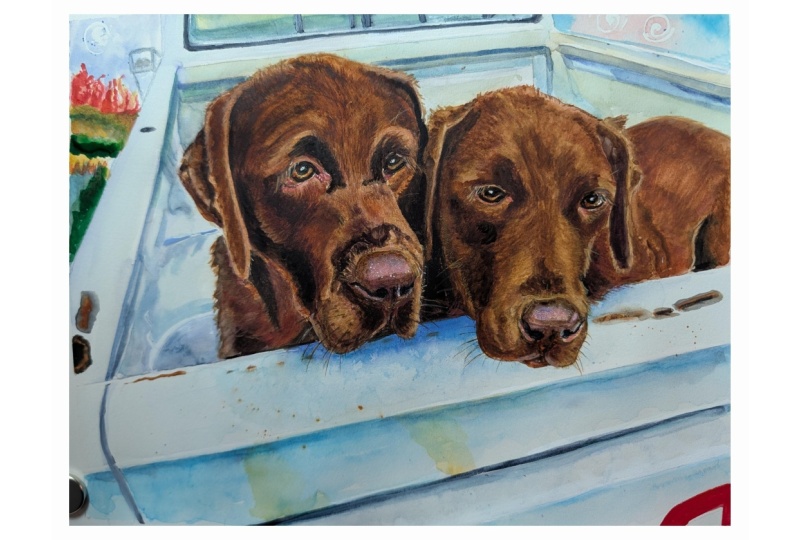 Watercolor Chocolate Lab: Coco and Chanel