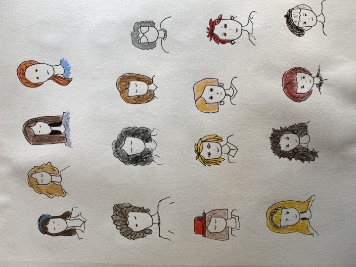 100 face doodles