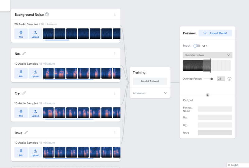 Voice recognition with Teachable Machine