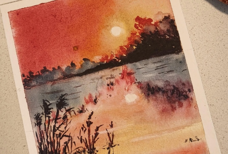 Atmospheric sunset landscape