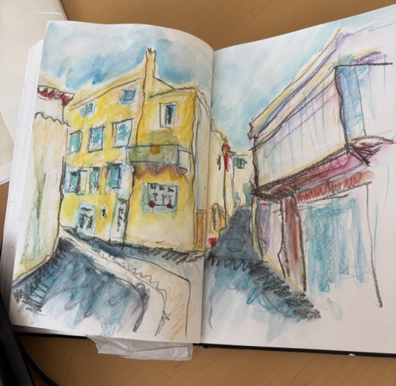 Urban Sketch with Neocolors