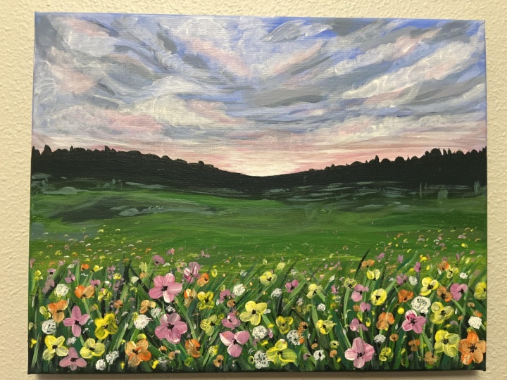 Simple Acrylic Flower Landscape Painting - Paint Using A Reference