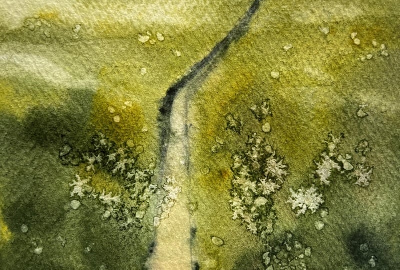 Spring landscapes with watercolor