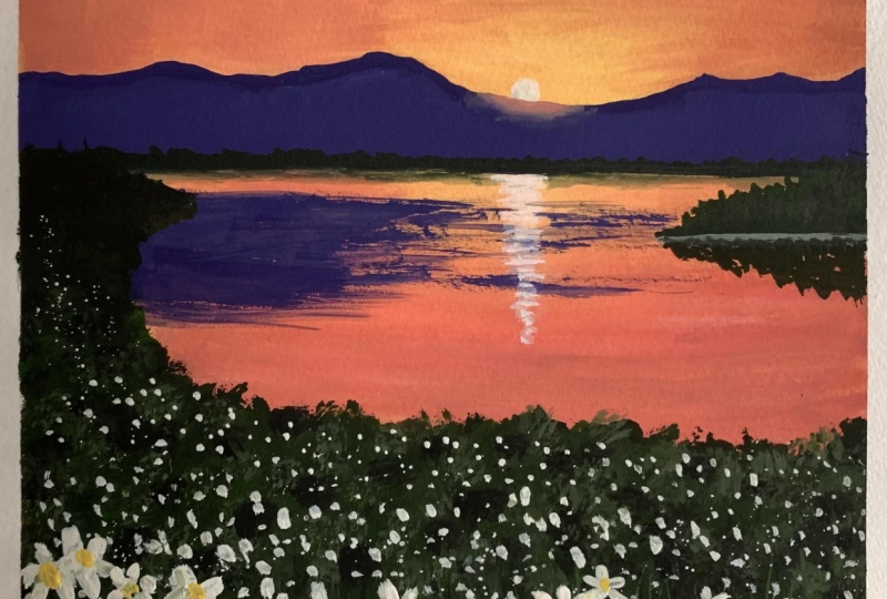 Gouache Spring Landscape