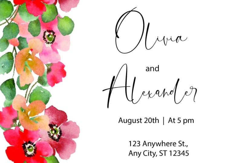 Elegant Watercolor Floral Wedding Invitation