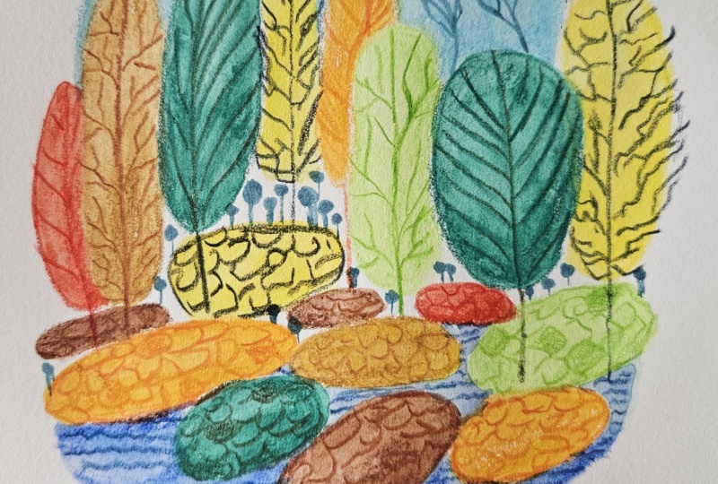 Mixed media forest
