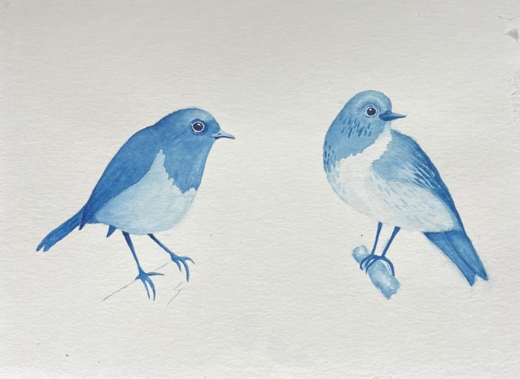 Monochromatic birds in Prussian Blue