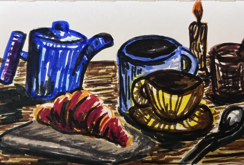 Still life with croissant