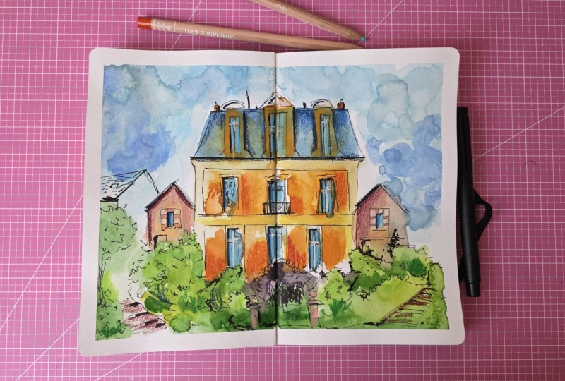 Loose sketching mixed media