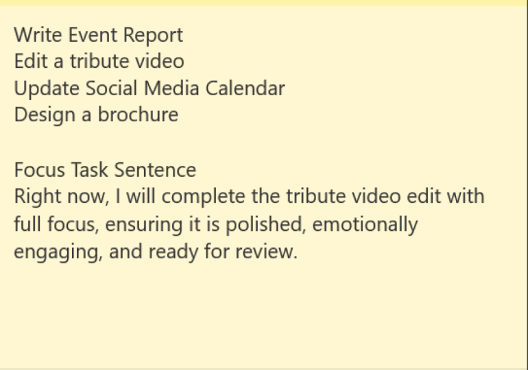 This is my focus task sentence