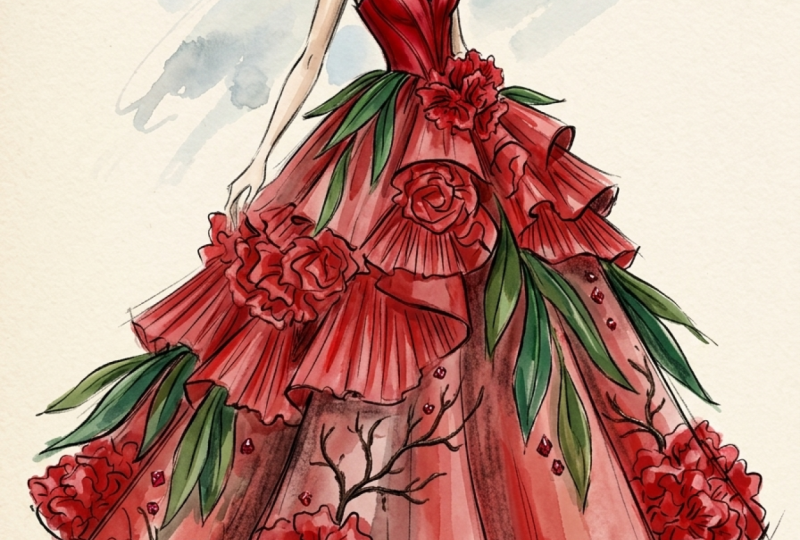 Red Rhododendron gown