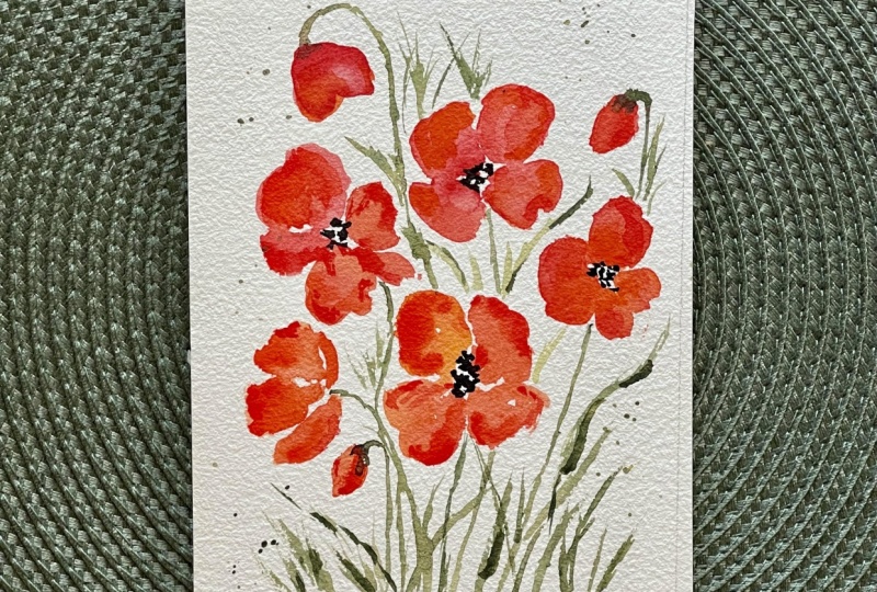 Whimsical Watercolor Poppies