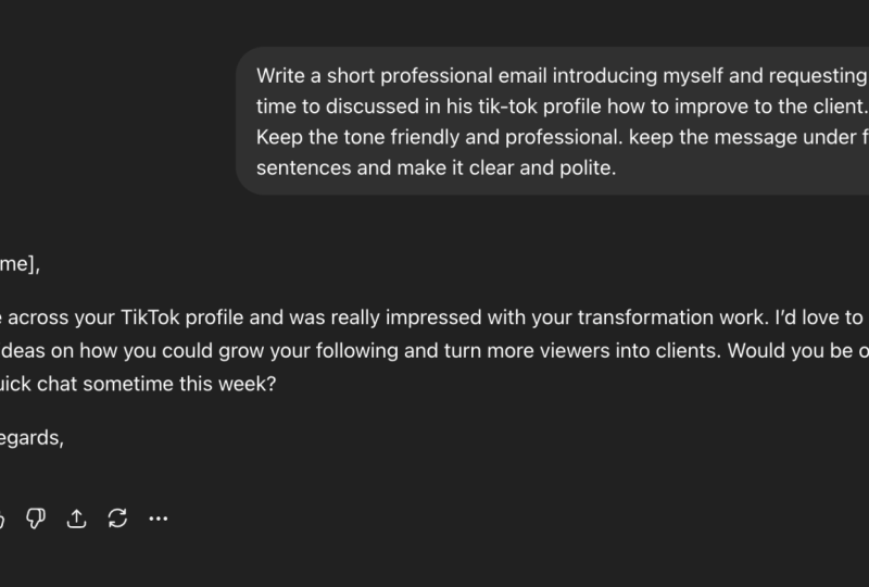 short professional email