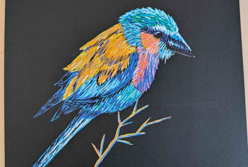 Bird with acrylic markers